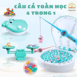 Đồ chơi câu cá cho bé, bộ câu cá hà mã có cân toán học kèm phát nhạc 4in1 cho bé làm quen với con số vừa chơi vừa học