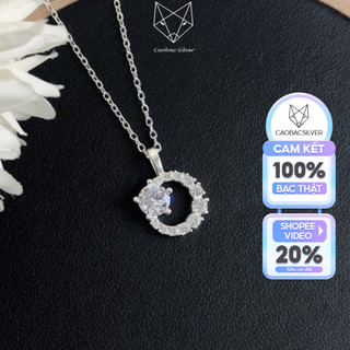 Dây Chuyền Bạc Ta S925 CaoBac Silver Hình Tròn Đính Đá Thiết Kế Đơn Giản Phong Cách Mới Lạ