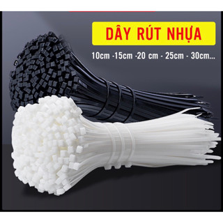  Bó 100 Dây Thít Dây Rút Lạt Nhựa JingDa- Màu trắng Đen 