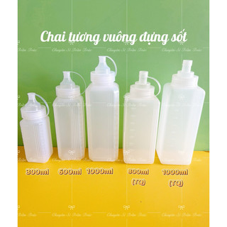 Chai nhựa đựng sốt, bình nhựa đựng sốt, siro ,bình nhựa vuông 800ml, bình 1000ml đựng tương ớt