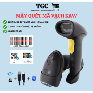 Máy bắn mã vạch Kaw 2D - Hàng Chính Hãng, Không Dây, Bluetooth 5.0, quét mã vạch đa tia