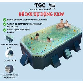 Bể bơi trẻ em, bể bơi gấp gọn tự động Kaw, chất liệu an toàn cho trẻ nhỏ