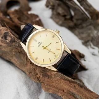 Đồng hồ nam Omega dây da mặt tròn đẹp lịch lãm chống nước