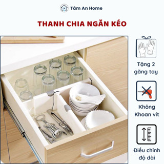 Thanh Nhựa Chia Ngăn Kéo Giá Sách - Thanh Chia Ngăn Tủ Quần Áo - Điều Chỉnh Độ Dài ( TâmAn Home)