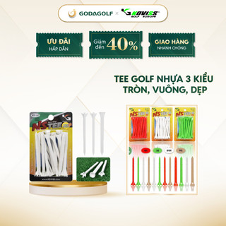 Tee golf nhựa 3 kiểu tròn, vuông, dẹp - chân đỡ phát bóng neo step ns181 | koviss golf chính hãng.