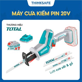 Máy cưa kiếm dùng pin 20V Total, Tốc độ không tải 0-3200rpm, Máy cưa cầm tay, Cưa gỗ 65mm và cưa sắt 8mm - Thinksafe