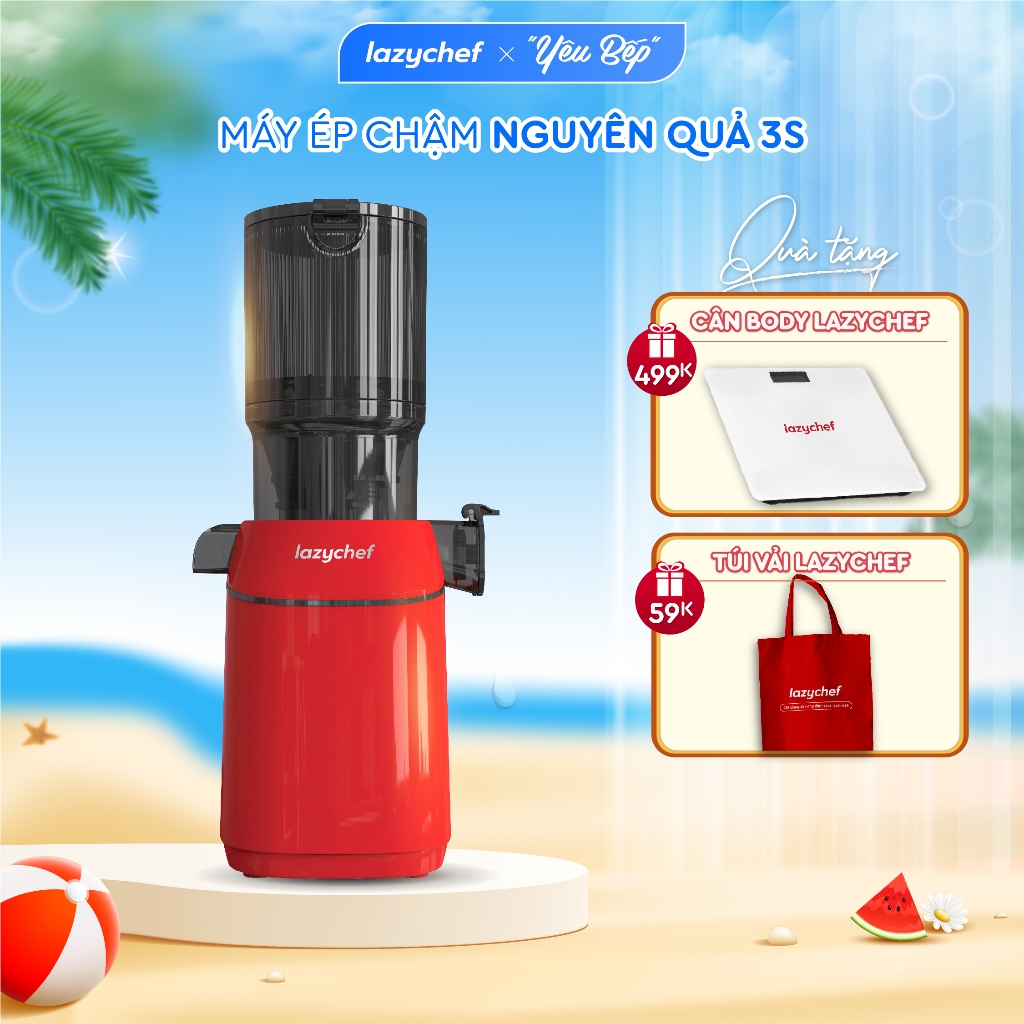 Máy ép chậm nguyên quả 3S Premium Lazychef, máy ép trái cây công nghệ ép lạnh, tháo lắp trong 3 giây