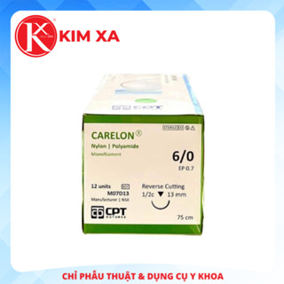 CHỈ PHẪU THUẬT KHÔNG TIÊU THẨM MỸ CPT CARELON NYLON Số 6/0-M07D13/ M07D13(BLUE)/ M07E13 (hộp 12tép)