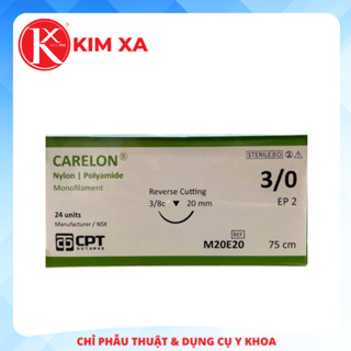 CHỈ PHẪU THUẬT KHÔNG TIÊU DÙNG TRONG THẨM MỸ CPT CARELON NYLON số 3/0 - M20E20 (hộp 24 tép)