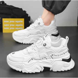 Giày thể thao nam hot năm 2024, đế tăng chiều cao 2 màu trắng đen GH61 - CAM STORE