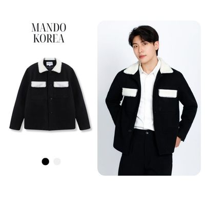 Áo Khoác Jacket Nam Phối Họa Tiết Trắng Đen Chất Liệu Dạ Cao Cấp Có Độn Vai Thời Trang MANDO Form Dáng Hàn Quốc JAK014