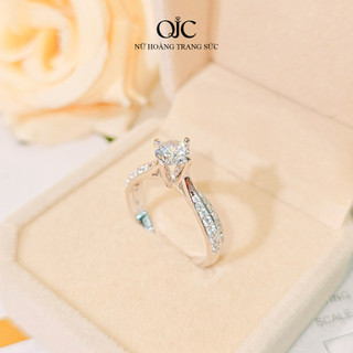 Nhẫn bạc S925 đính kim cương Moissanite QJC 5ly kiểm định GRA cao cấp, sang trọng - NB518KCNTTRANG5LY