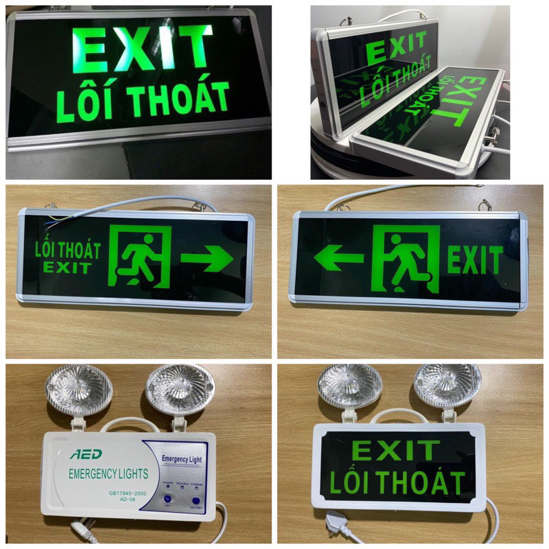 Đèn Exit 1 mặt có chữ lối thoát Đèn Exit 2 mặt có chữ lối thoát