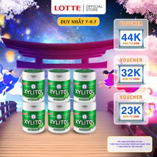 Combo 6 hũ Kẹo Gum không đường Lotte Xylitol - Hương Lime Mint 130,5 g