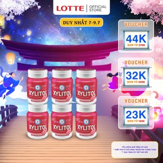 Combo 6 Kẹo Gum Không Đường Lotte Xylitol - Hương Strawberry Mint 55.1 g