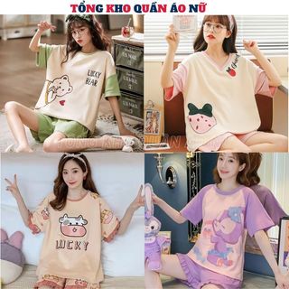 Bộ đồ ngủ nữ in hình kute ngộ nghĩnh dễ thương chất cottong mềm mịn thoáng mát -bộ mặc nhà nữ siêu xinh