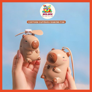[ KHO SỈ ] Quạt Cầm Tay USB sạc điện kèm dây đeo, Quạt Chuột CAPYBARA