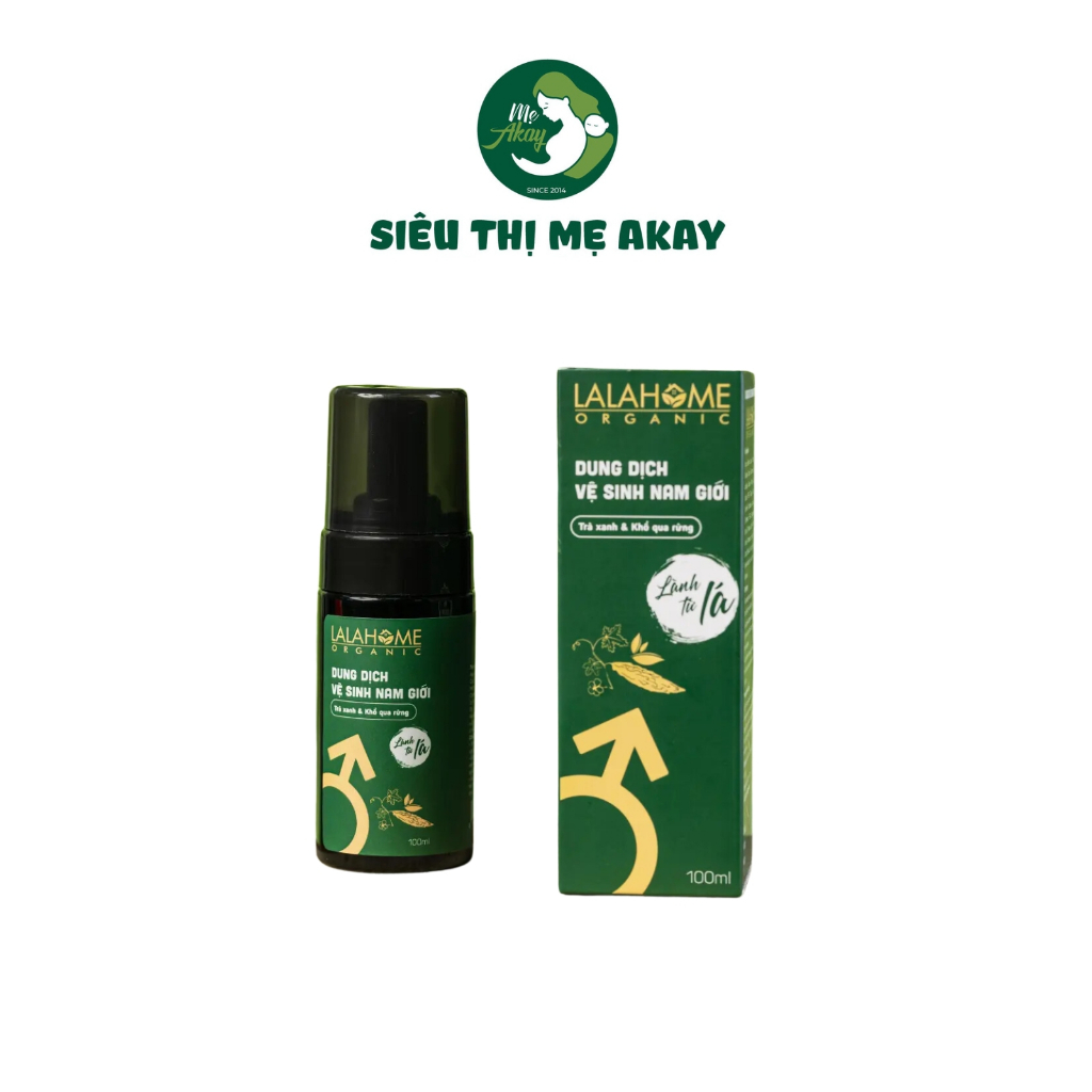 Dung dịch vệ sinh nam Lala Home Organic {dung tích 100ml}, dạng tạo bọt, tinh chất trà xanh khổ qua, khử mùi, ngăn nấm