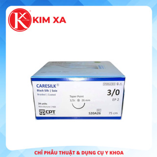 CHỈ PHẪU THUẬT KHÔNG TIÊU CPT CARESILK SILK số 3/0 - S20A26 (hộp 24 tép)
