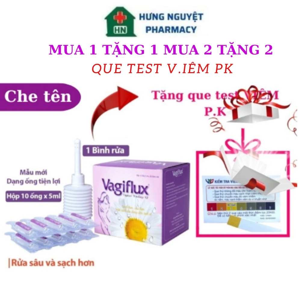 [Che Tên] Bình rửa âm đạo Vagiflux 1 bình xịt và 10 ống dung dịch rửa phụ khoa sâu giúp vệ sinh giảm ngứa cho CB