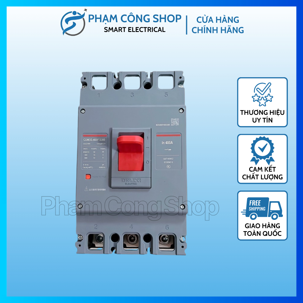 MCCB Chỉnh Dòng Delixi, MCCB Khối 315A - 400A Hàng Chính Hãng | phamcongshop