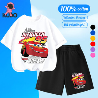 Áo thun bé trai KUDO họa tiết xe hơi Mcqueen chất vải 100% cotton tự nhiên siêu thoáng mát ms MC 02