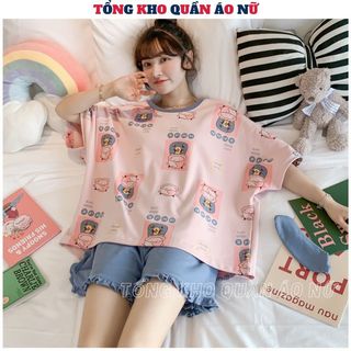 Bộ đồ mặc nhà,in hình ngộ nghĩnh siêu xinh và dễ thương, bộ đồ pyjama chất thun cottong  MÁT MỊN