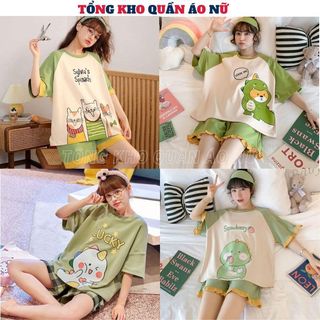 Bộ đồ mặc nhà,in hình ngộ nghĩnh siêu xinh và dễ thương, bộ đồ pyjama chất thun cottong