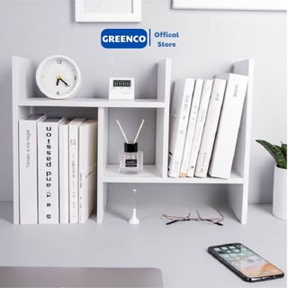 Kệ giá sách mini gỗ MDF trang trí decor để bàn học làm việc tùy chỉnh kích thước đa năng GREENCO đựng đồ sách vở - D07