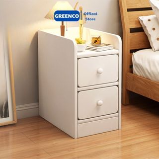 Tủ tab kê đầu giường 2 ngăn kéo GREENCO, kệ để đồ trang điểm lắp ghép tiện lợi chất liệu gỗ MDF phủ melamin - D51