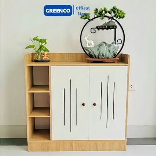 Tủ giày dép gỗ 2 cánh GREENCO, kệ để đồ nhiều tầng chất liệu gỗ MDF cao cấp, BH 12 tháng đổi trả miễn phí 15 ngày - D54