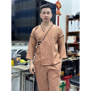 ĐỒ LAM ĐI CHÙA ĐỒ LAM PHẬT TỬ S1  vải linen gân dành cho nam