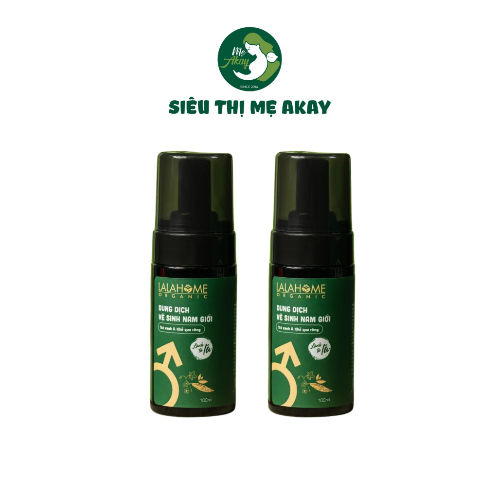 Dung dịch vệ sinh nam Lala Home Organic {dung tích 100ml}, dạng tạo bọt, tinh chất trà xanh khổ qua, khử mùi, ngăn nấm