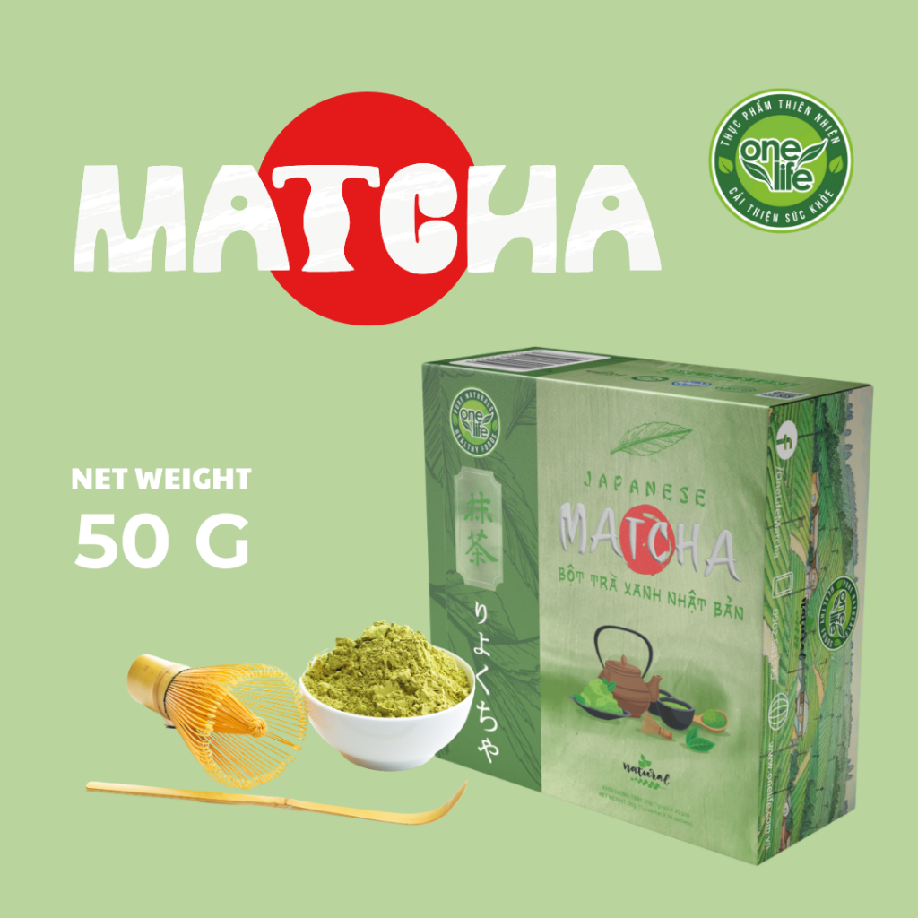 Hộp 50gr Bột Matcha Trà Xanh Nhật Bản ONELIFE 100% nguyên chất, không đường