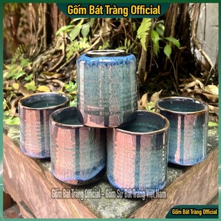 Cốc hình trụ gốm sứ bát tràng, cốc trụ gốm sứ men hỏa biến cao cấp
