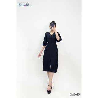 Đầm cổ V, tay bồng, dáng xòe DM3620 Emspo (Bên Phải) (Đen, Đỏ)