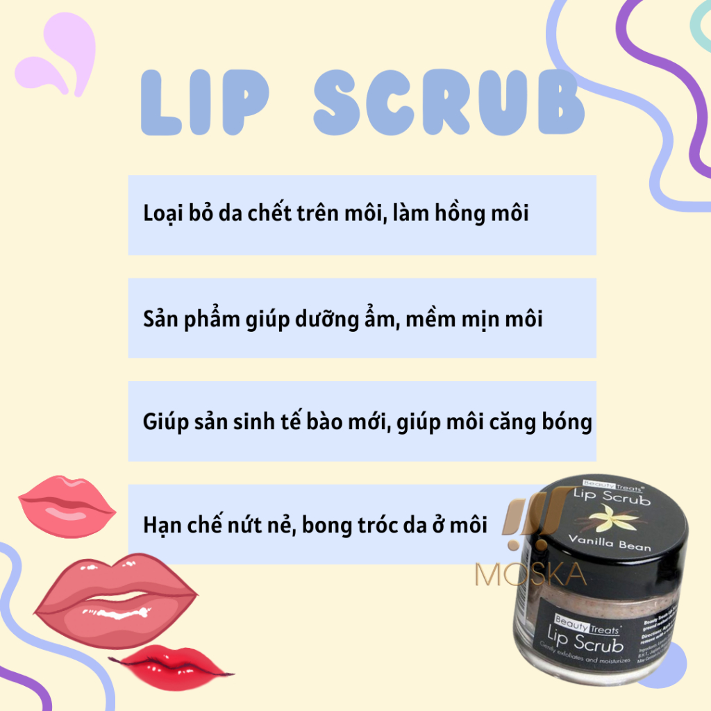 Tẩy Tế Bào Chết Cho Môi Mềm Mịn, Căng Bóng Beauty Treats 10.5g| Moska Shop