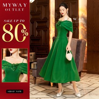 Đầm Dự Tiệc Nữ MY WAY Trễ Vai Kết Hoa Sang Trọng 5MD20106 DB