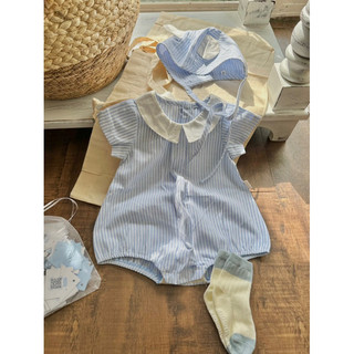 Nanci room | Bodysuit lightblue và nón tai gấu em bé trai