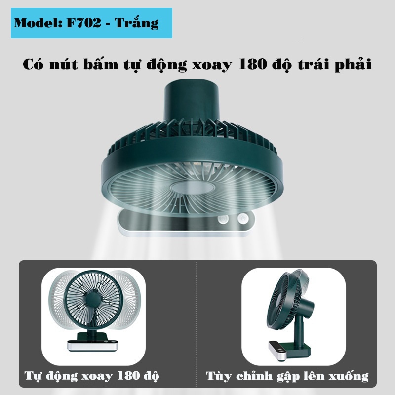 Quạt Tích Điện Để Bàn Xoay Tự Động Pin Trâu 5.000mAh 10.000mAh 4 Tốc Độ Gió Mạnh Chạy Êm Cao Cấp | BigBuy360 - bigbuy360.vn