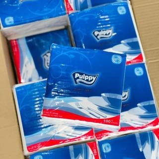 Combo 30 bịch khăn giấy vuông pulply, siêu dai, mềm mịn, khổ giấy 330*330mm.