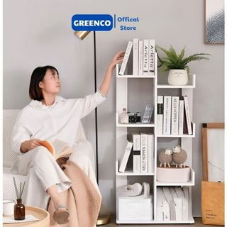Giá kệ sách đứng hình cây xương rồng 3 4 tầng để đồ, sách vở bằng gỗ MDF cao cấp phủ melamin thương hiệu GREENCO - D34