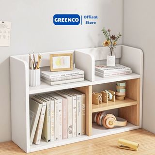 Kệ giá sách gỗ MDF decor để bàn học, làm việc mini thương hiệu GREENCO đựng đồ, sách vở phong cách hàn quốc - D08