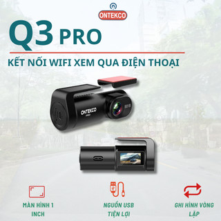 Camera hành trình oto ONTEKCO Q3 Pro, kết nối màn hình Android, kết nối điện thoại, ghi hình full HD