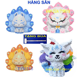 xếp hình đồ chơi hồ li 9 đuôi 33cm 32cm 30cm (TẶNG BÚA) hồ ly cỡ lớn size to đồ chơi xếp hình nano 3d chuẩn mẫu