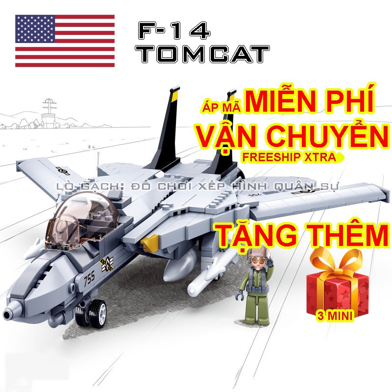 Bộ xếp hình Máy bay chiến đấu tiêm kích F14 Tomcat quân đội Mỹ 404 chi tiết