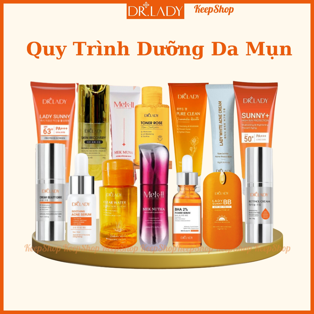 Bộ kem mụn, kem chấm mụn Dr Lady cải thiện mụn, da căng bóng, trắng da, mờ thâm mụn hiệu quả Combo m