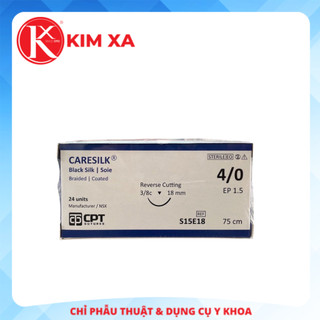 CHỈ PHẪU THUẬT KHÔNG TIÊU CPT CARESILK SILK số 4/0 - S15E18 (hộp 24 tép)