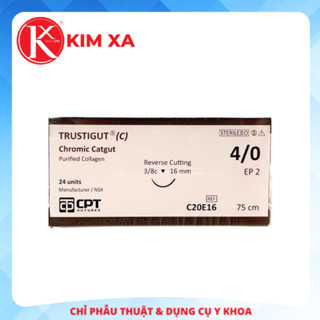 CHỈ PHẪU THUẬT TỰ TIÊU TAN CHẬM CPT TRUSTIGUT® (C) CHROMIC CATGUT số 4/0 - C20E16 (hộp 24 tép)