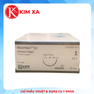 CHỈ PHẪU THUẬT TỰ TIÊU TAN CHẬM CPT TRUSTIGUT® (C) CHROMIC CATGUT số 1 - C50A40 (hộp 24 tép)